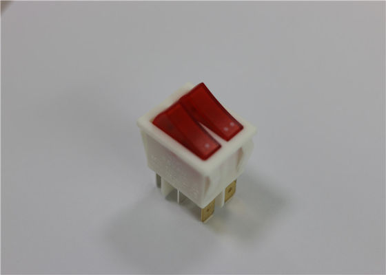 O mini 4/6 de interruptor de balancim iluminado vermelho dos pinos, Waterproof o interruptor de balancim conduzido